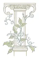  ionic greek column with ivy vines wrapping tattoo design idea