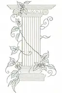  ionic greek column with ivy vines wrapping tattoo design idea