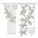 ionic greek column with ivy vines   tattoo design idea