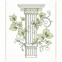 ionic greek column with ivy vines   tattoo design idea