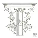 ionic greek column with ivy vines   tattoo design idea