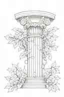 full ionic greek column with ivy vines wrapping around   tattoo design idea