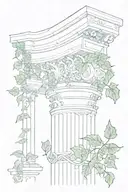 full ionic greek column with ivy vines wrapping around   tattoo design idea