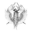 phoenix wings with cedar tree and special forces dagger tattoo design idea