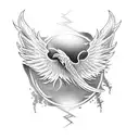 phoenix wings with cedar tree and special forces dagger tattoo design idea