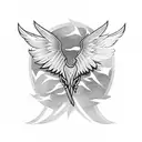 phoenix wings with cedar tree and special forces dagger tattoo design idea