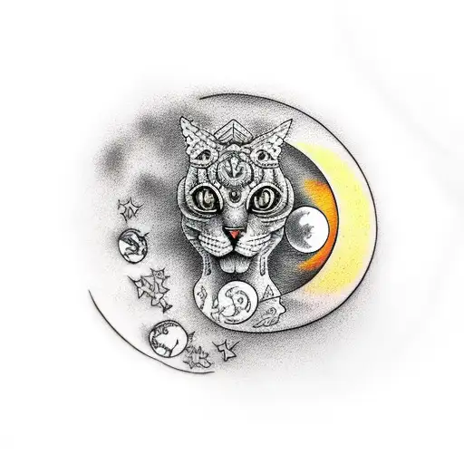 cookie and moon tattoo design idea