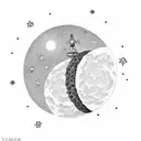 cookie and moon tattoo design idea