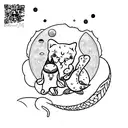 cookie and moon tattoo design idea