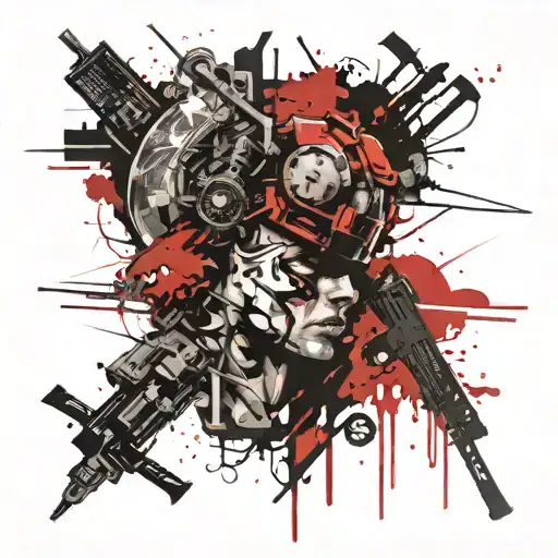 adam smasher cyberpunk tattoo design idea