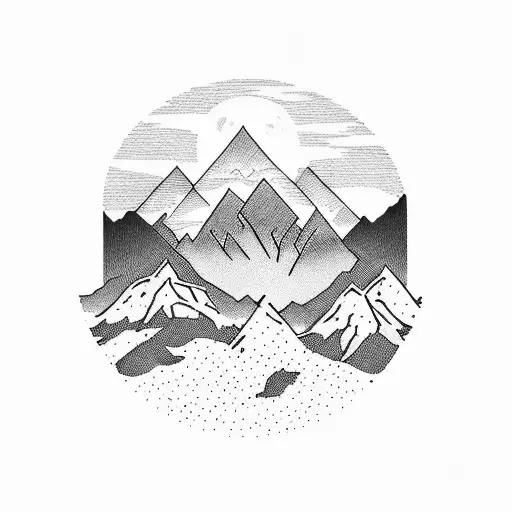 Discgolf player throwing a disc with mountains in the background tattoo design idea