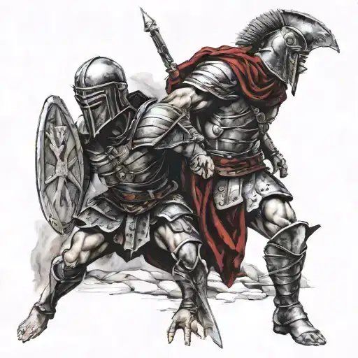 Gladiator Crusades with female gladiator tattoo design idea