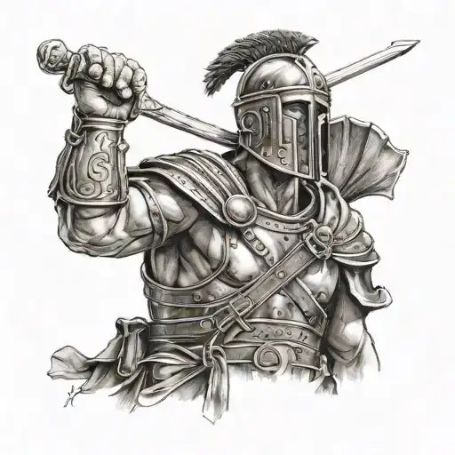 Roman gladiator with colt tattoo design idea