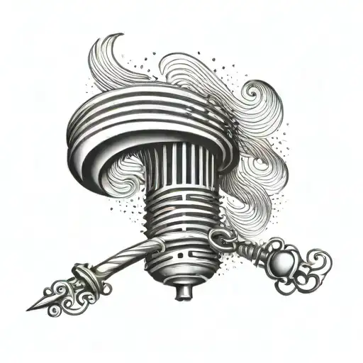 An abstract representation of sound waves forming a barber pole tattoo design idea