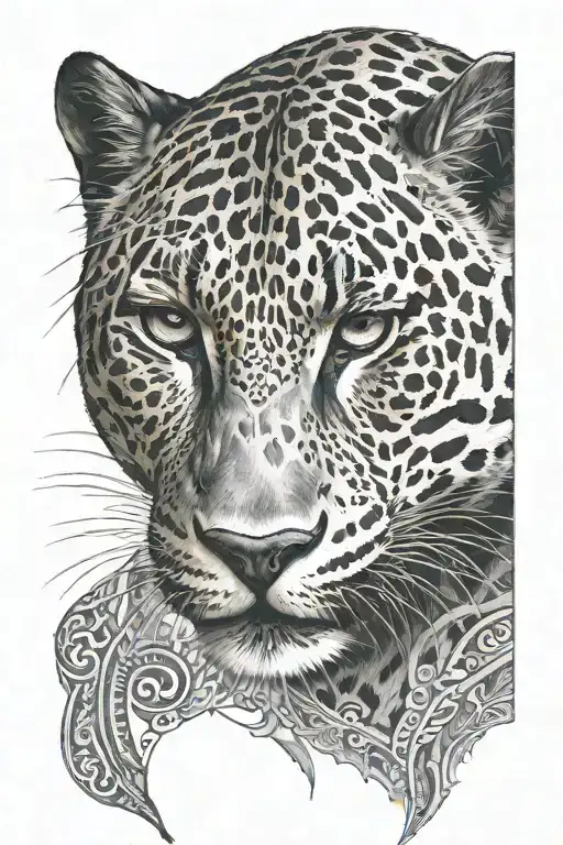 face of a panther with a slit in the eye of Horus tattoo design idea