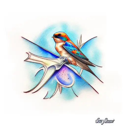 barn swallow watercolor tattoo design idea