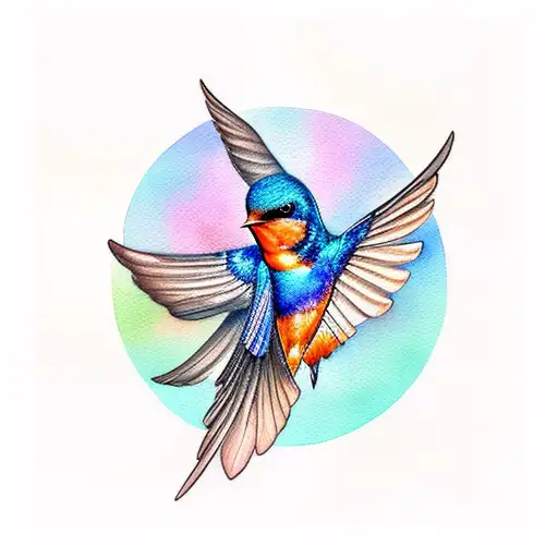 barn swallow watercolor tattoo design idea