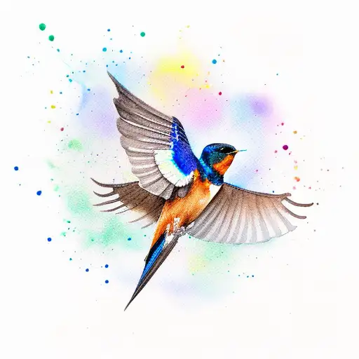 barn swallow watercolor tattoo design idea