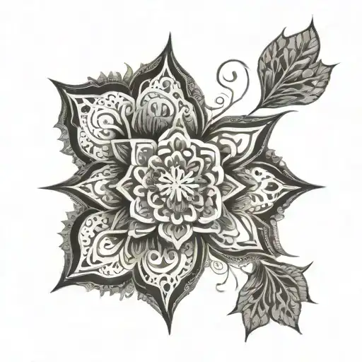An intricate mandala design incorporating the initials of the client's 3 kids, symbolizing their interconnectedness tattoo design idea