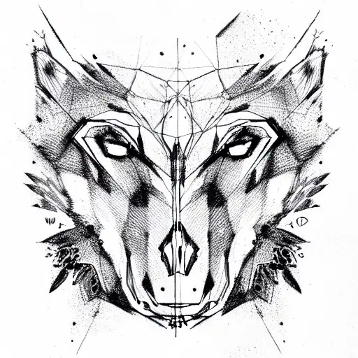 wolf wearing skull tattoo design idea
