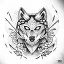 wolf wearing skull tattoo design idea