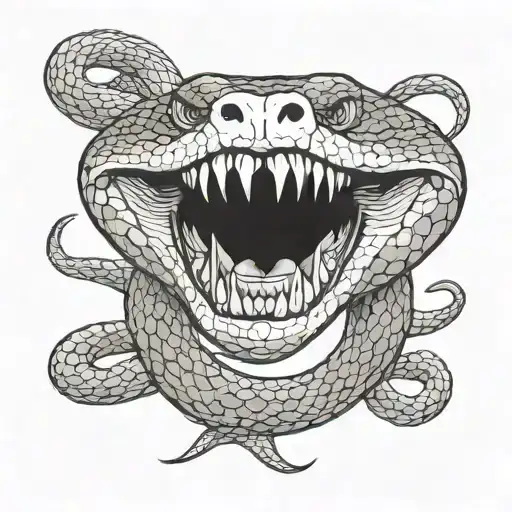 aggressive snake with open mouth tattoo design idea