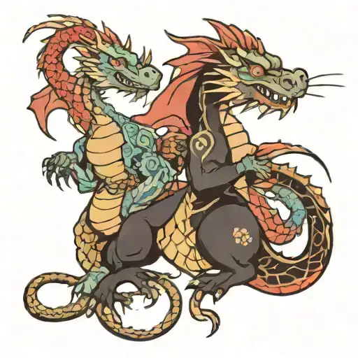dragon and rat holding tattoo design idea