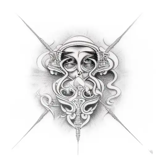 Themis and Fortune tattoo design idea