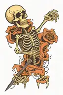 Cartoon skeleton diggin tattoo design idea