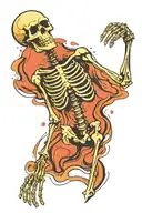 Cartoon skeleton diggin tattoo design idea