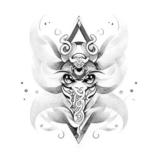 A unique fusion design combining elements of all three zodiac signs - Libra, Gemini, and Pisces tattoo design idea