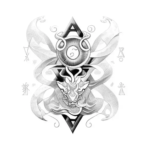 A unique fusion design combining elements of all three zodiac signs - Libra, Gemini, and Pisces tattoo design idea
