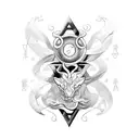 A unique fusion design combining elements of all three zodiac signs - Libra, Gemini, and Pisces tattoo design idea