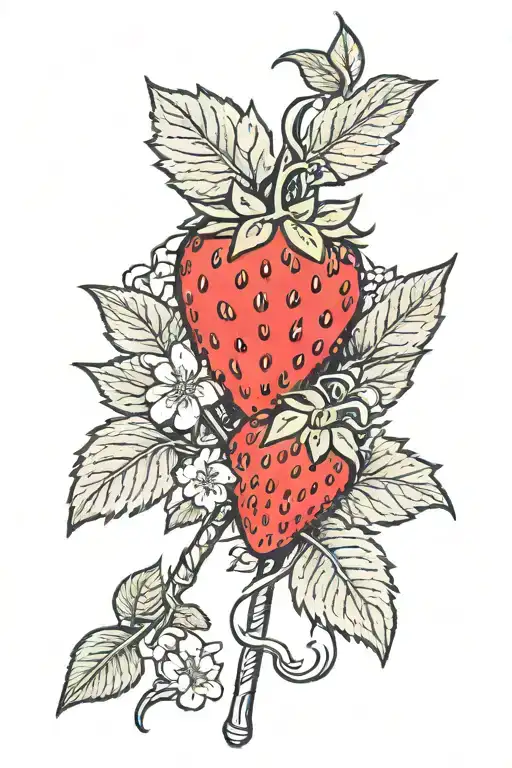 a mace weapon but a strawberry  tattoo design idea