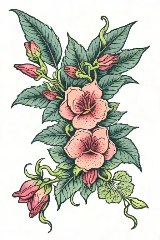 Pelargonia and  Fuchsia tattoo design idea