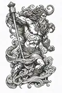 Poseidon mix Zeus 1 person standing proudly tattoo design idea