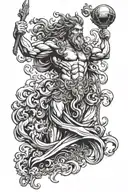Poseidon mix Zeus 1 person standing proudly tattoo design idea