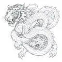 tiger fighting dragon  tattoo design idea