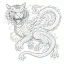 tiger fighting dragon  tattoo design idea