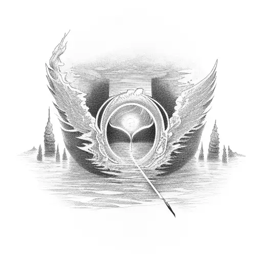 burning bridge parallel to a sunset tattoo design idea