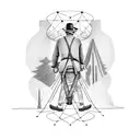 man on a burning suspension bridge tattoo design idea