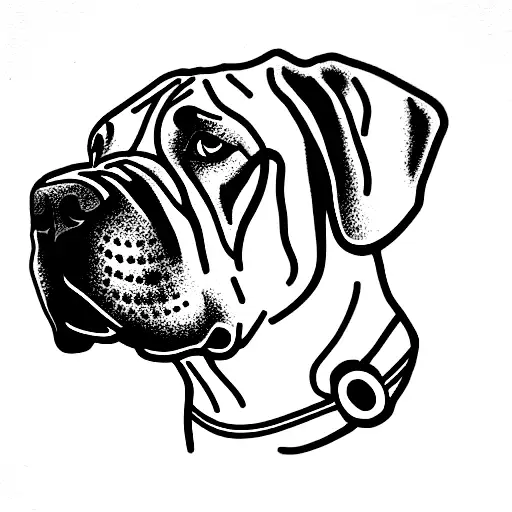 bullmastiff with bandana tattoo design idea