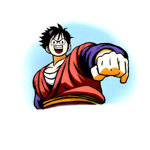 luffy  hand on the hut tattoo design idea