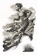 runner running along coast path with sea background  tattoo design idea