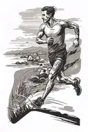 runner running along coast path with sea background  tattoo design idea