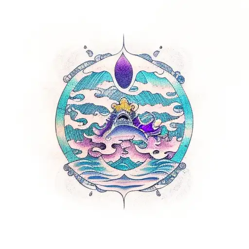  ocean with amethyst undertone symbol  tattoo design idea