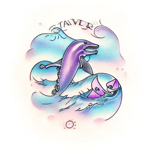  ocean with amethyst undertone symbol  tattoo design idea
