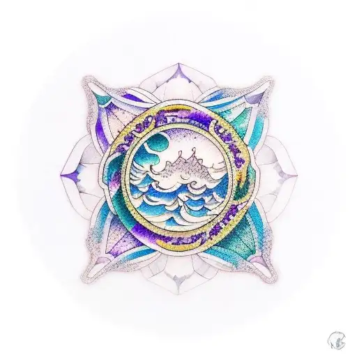  ocean with amethyst undertone symbol  tattoo design idea