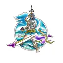 symbolic warrior with ocean background with amethyst undertone symbol  tattoo design idea