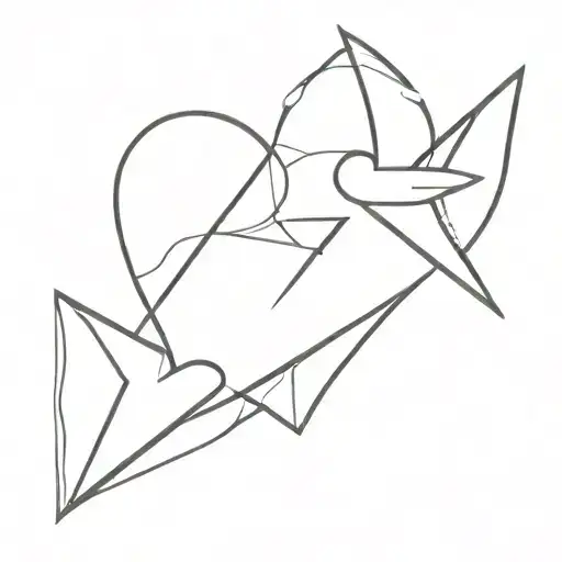 two planes in opposite direction in a heart  tattoo design idea